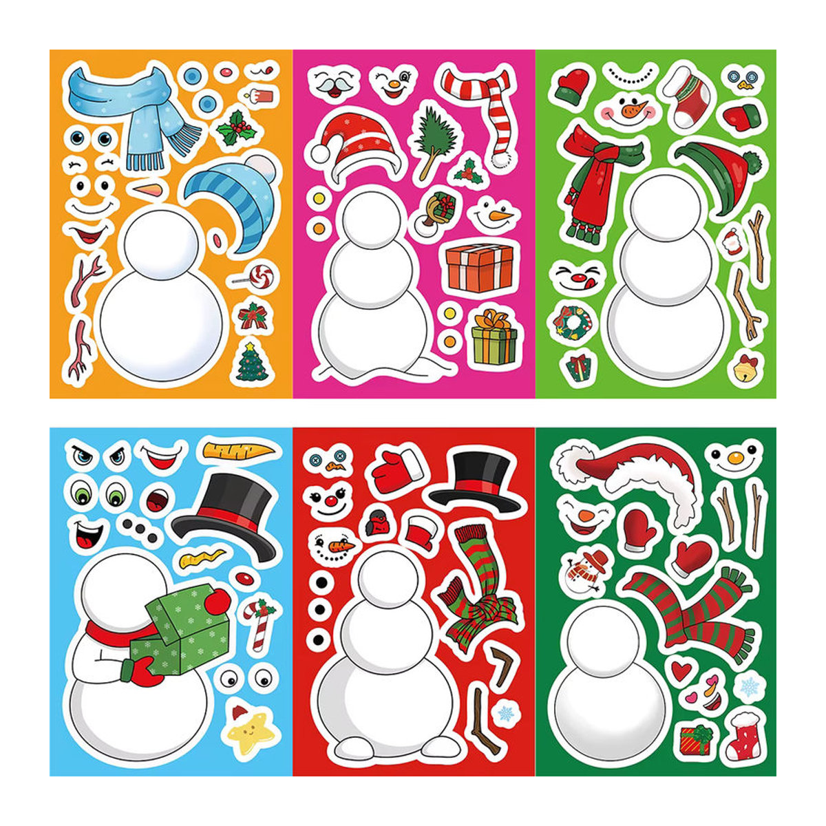 Rspctou Weihnachten Schneemann Puzzle Aufkleber Set für Kinder, Mehrfarbig, 8 bis 16 Blätter Papier-Dekoration zum Basteln und Spielen - Bild 2