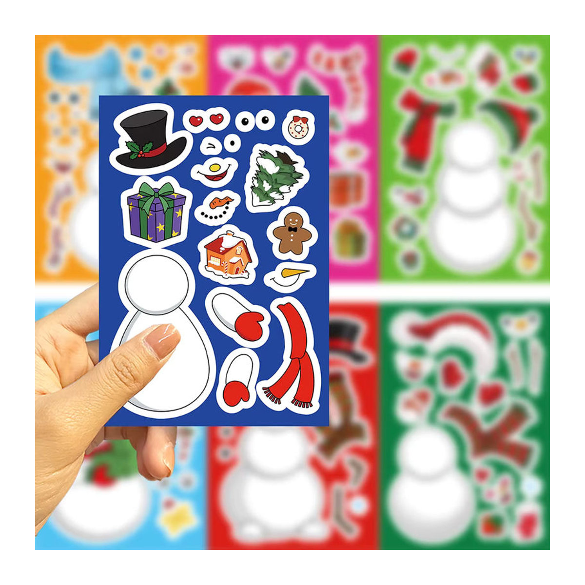 Rspctou Weihnachten Schneemann Puzzle Aufkleber Set für Kinder, Mehrfarbig, 8 bis 16 Blätter Papier-Dekoration zum Basteln und Spielen - Bild 4