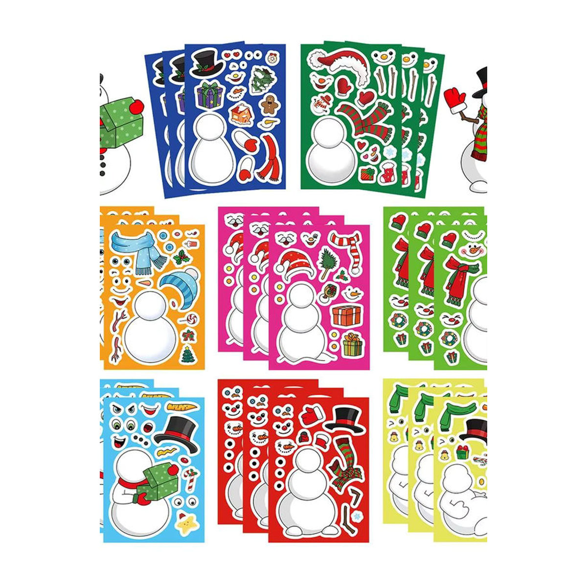 Rspctou Weihnachten Schneemann Puzzle Aufkleber Set für Kinder, Mehrfarbig, 8 bis 16 Blätter Papier-Dekoration zum Basteln und Spielen - Bild 7