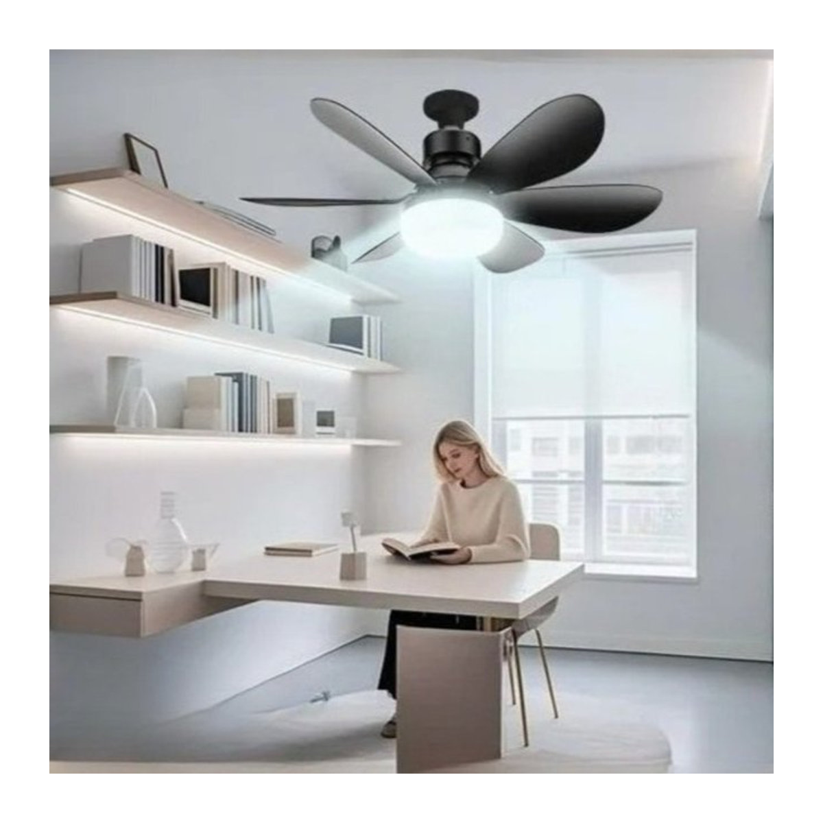 RTONTR LED Deckenventilator-Leuchte mit Fernbedienung und Dimmfunktion, 30W, E27, Modern, Durchmesser: 42 cm - Bild 1