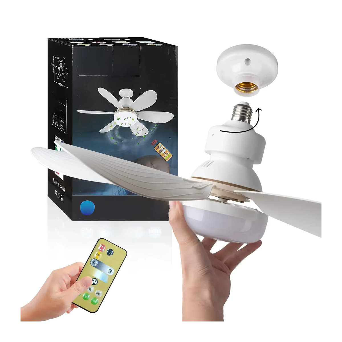RTONTR LED Deckenventilatorleuchte mit Fernbedienung und Dimmfunktion, 40W, Weiß, Modern - Bild 1