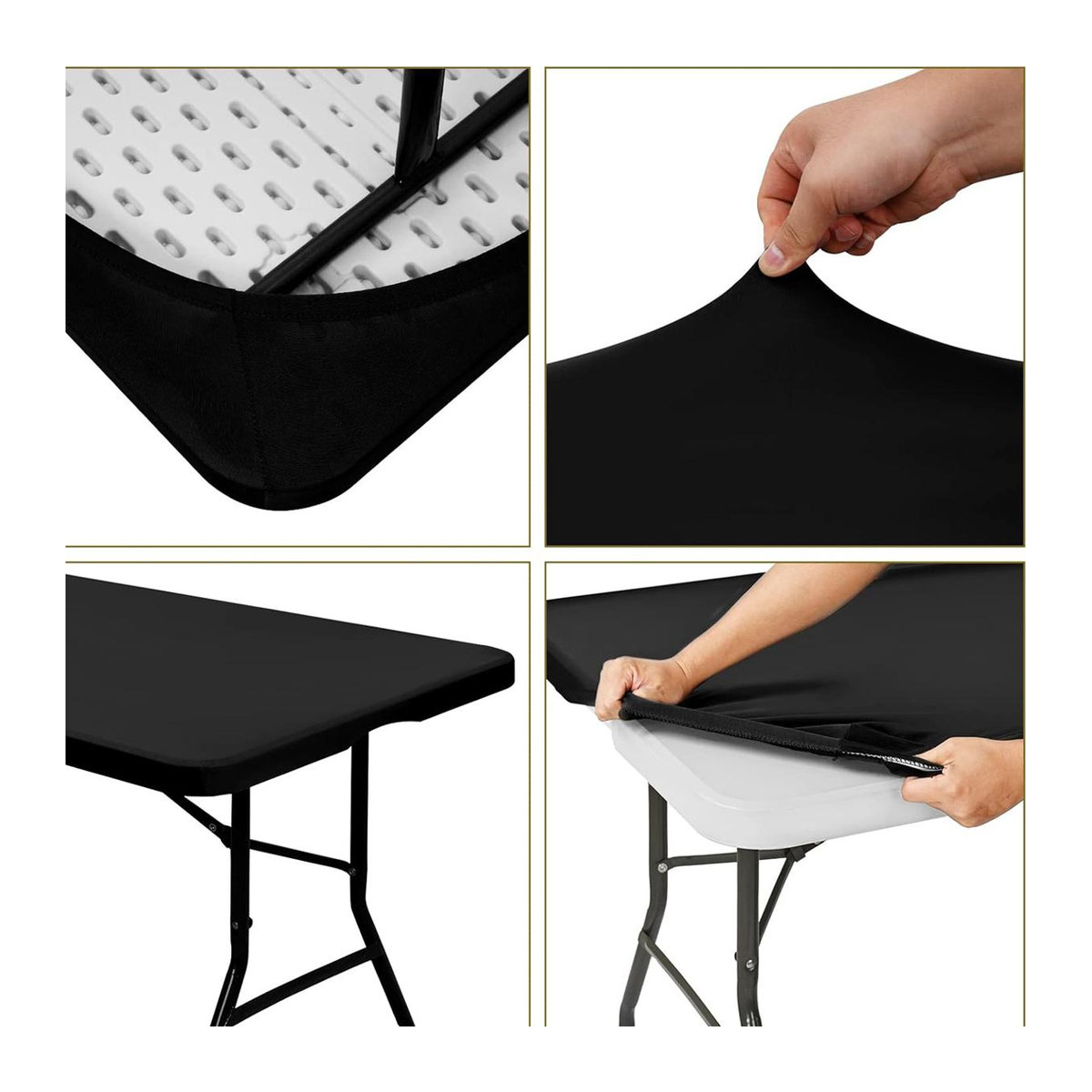 RTTIME Elastische Tischdecke aus Spannstoff für Klapptische in Weiß, B/T/H: 76 x 244 cm - Bild 1