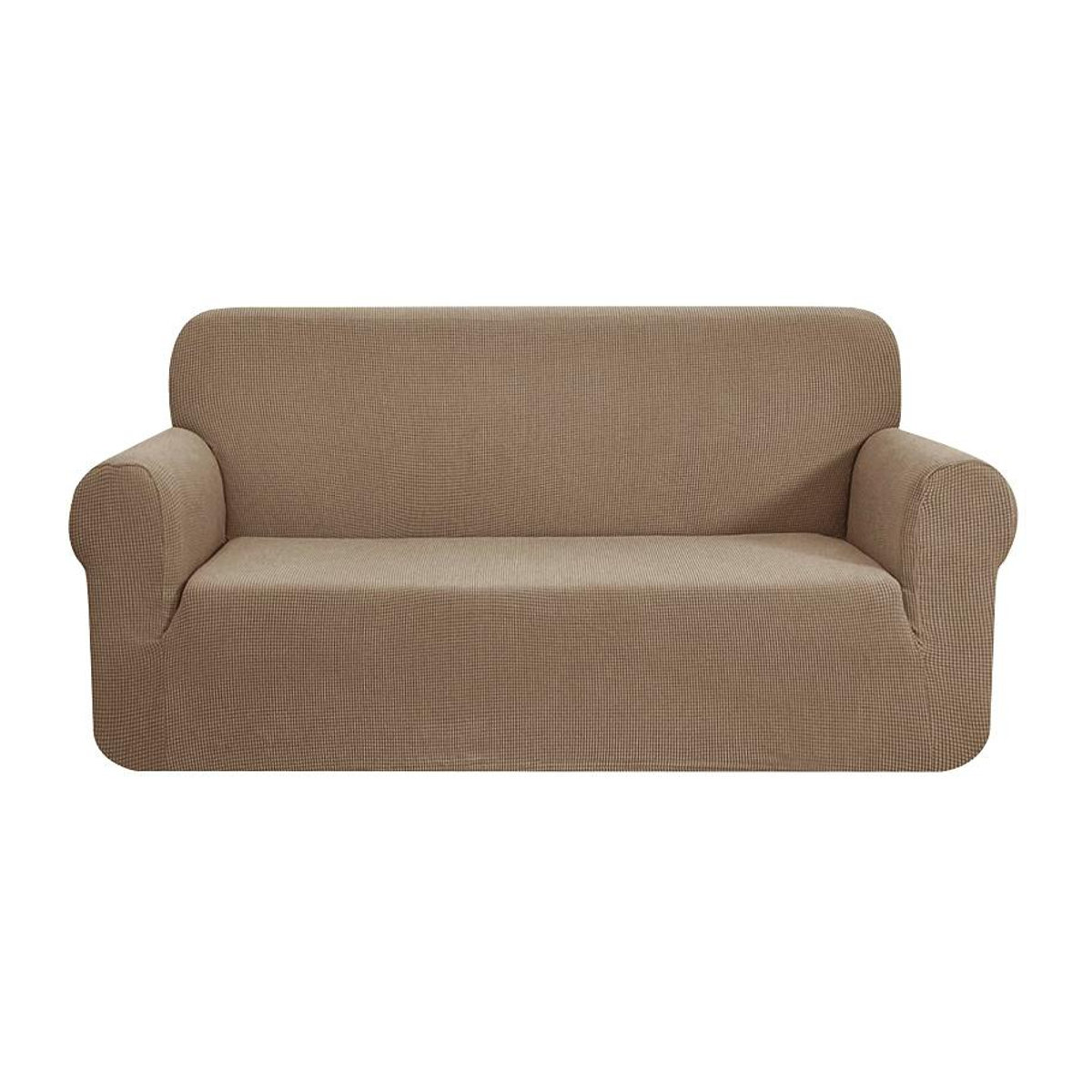 RTTIME Stretch-Polar-Fleece Sofabezug für 1-Sitzer, elastischer Schonbezug für Sessel und Ecksofas, hellbraun - Bild 3