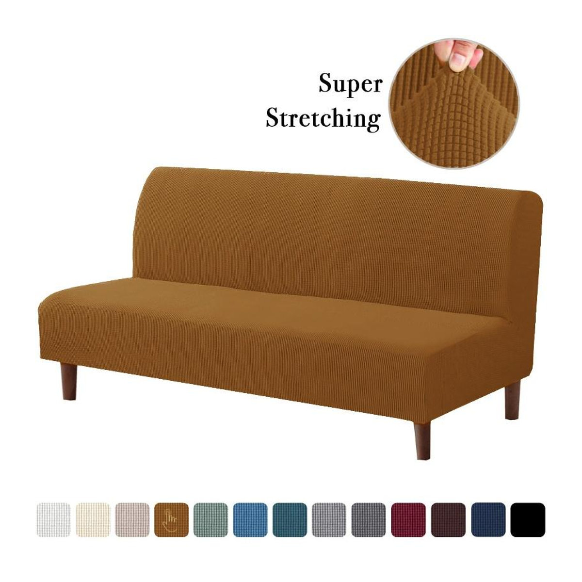 RTTIME Stretchbezug für armlose Sofas und Futons, elastischer Sofa-Bettbezug aus Spandex, Farbe: Grau - Bild 2