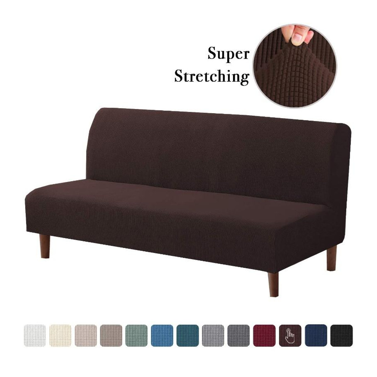 RTTIME Stretchbezug für armlose Sofas und Futons, elastischer Sofa-Bettbezug aus Spandex, Farbe: Grau - Bild 4