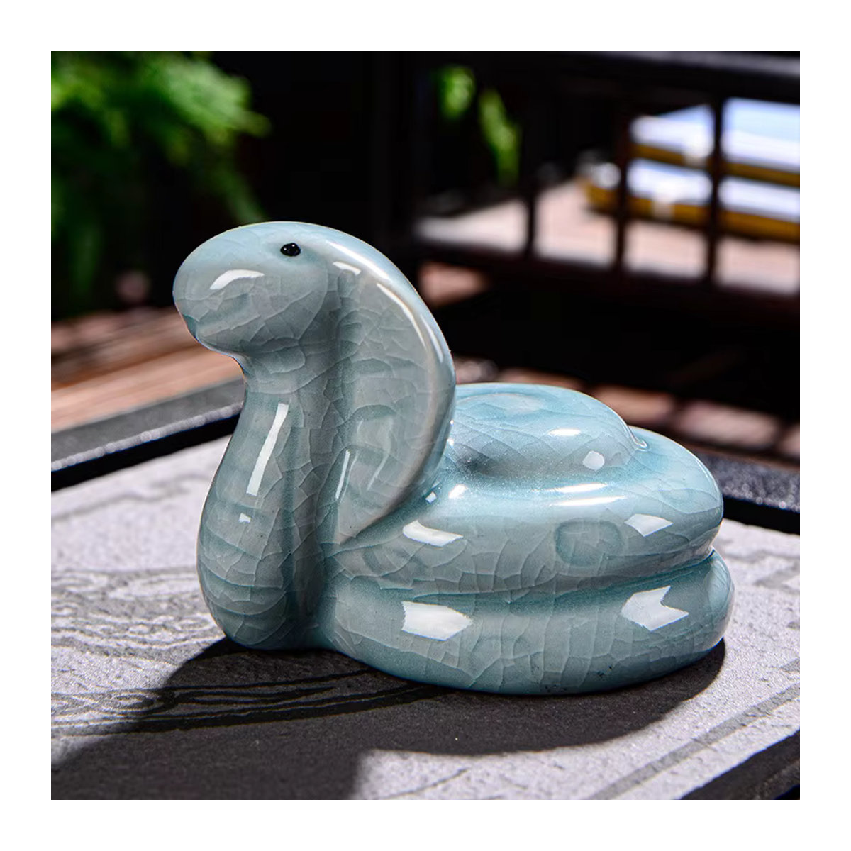 Ru Kiln Chinesisches Tierkreiszeichen Teetier-Set aus Keramik mit Craquelé-Glasur in Blau - Bild 2