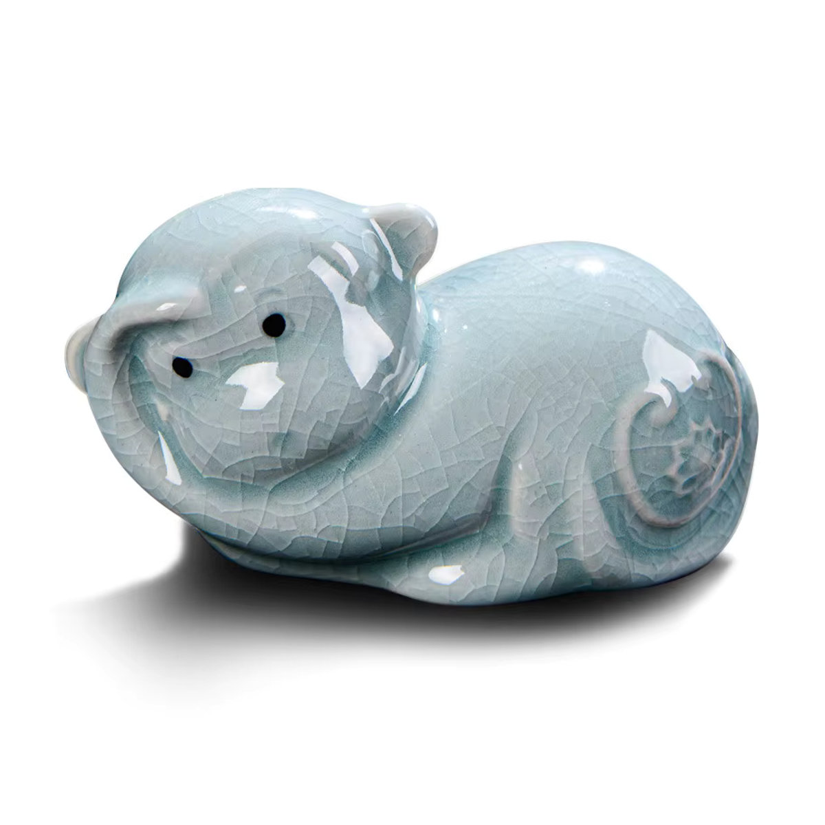 Ru Kiln Chinesisches Tierkreiszeichen Teetier-Set aus Keramik mit Craquelé-Glasur in Blau - Bild 3