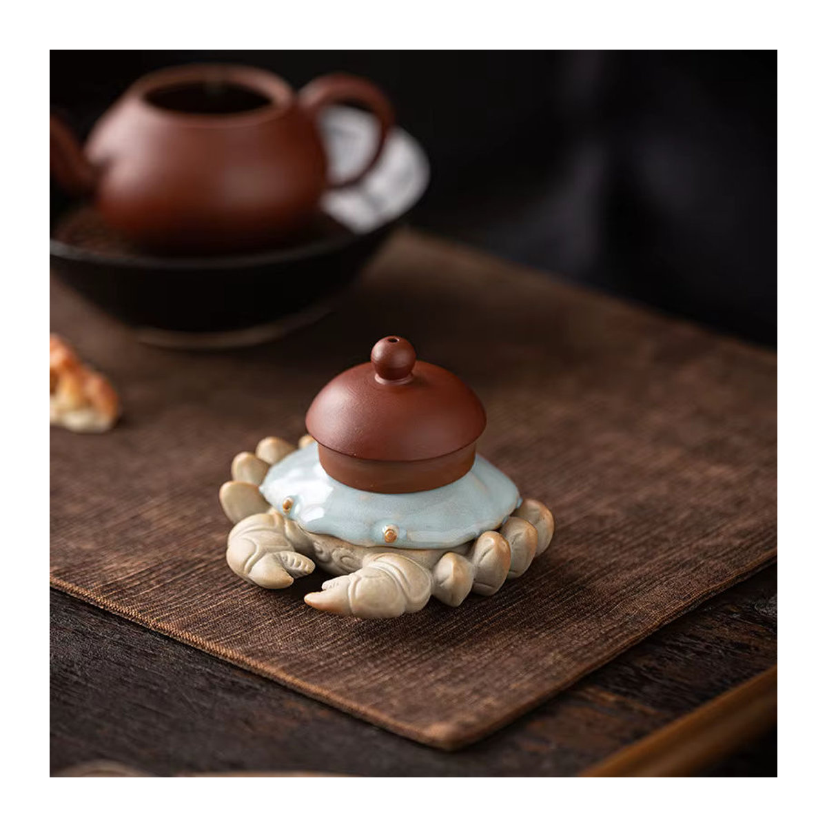 Ru Kiln Keramik Krabbe als Teetisch Ornament in Mehrfarbig mit orientalischem Design - Bild 4