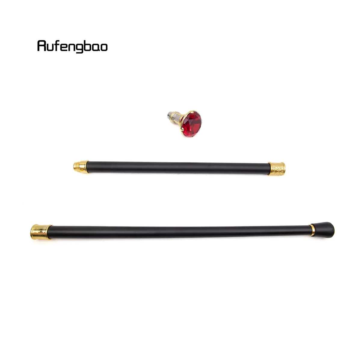 Rufengbao Dekorativer Gehstock mit rotem Diamant-Typ in Gold und Weiß, Höhe: 90 cm - Bild 3
