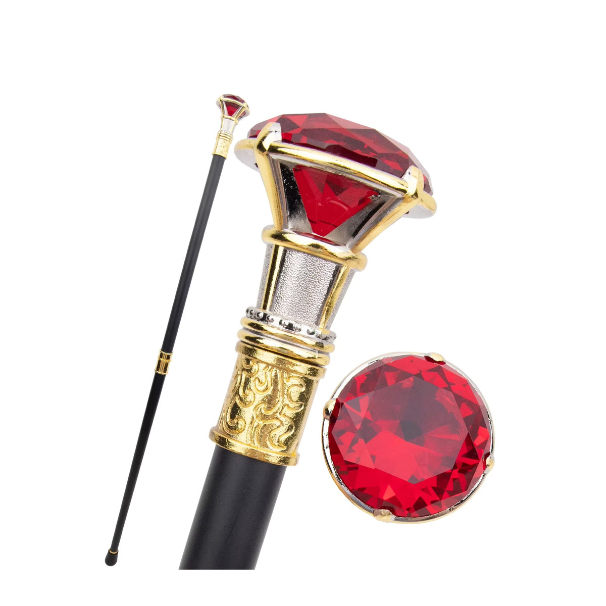 Rufengbao Dekorativer Gehstock mit rotem Diamant-Typ in Gold und Weiß, Höhe: 90 cm - Bild 4