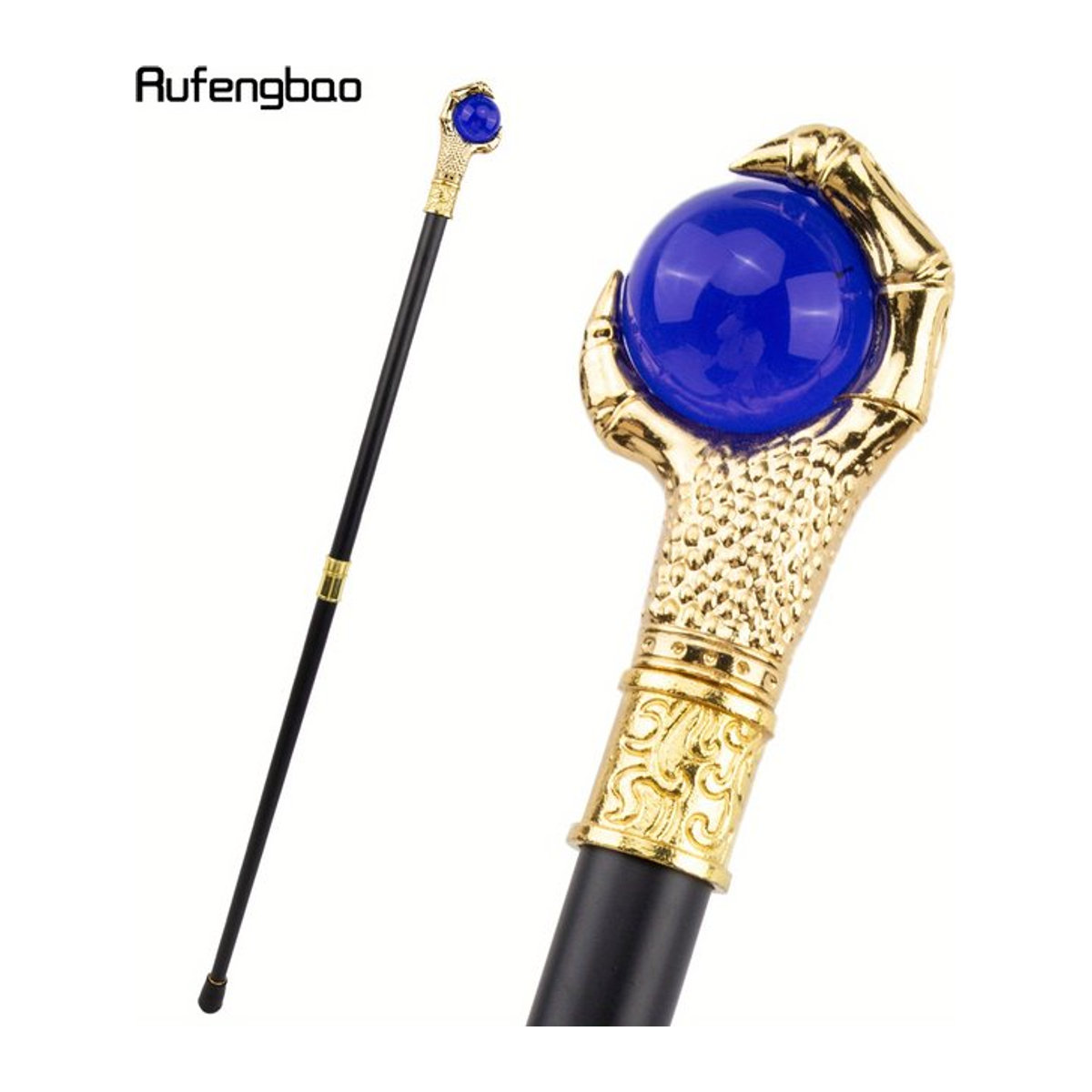 Rufengbao Dekorativer Stab Blaue Drachenklaue mit Glaskugel und goldenem Zuckerrohr für Cosplay und Performance, Höhe: 92 cm - Bild 1