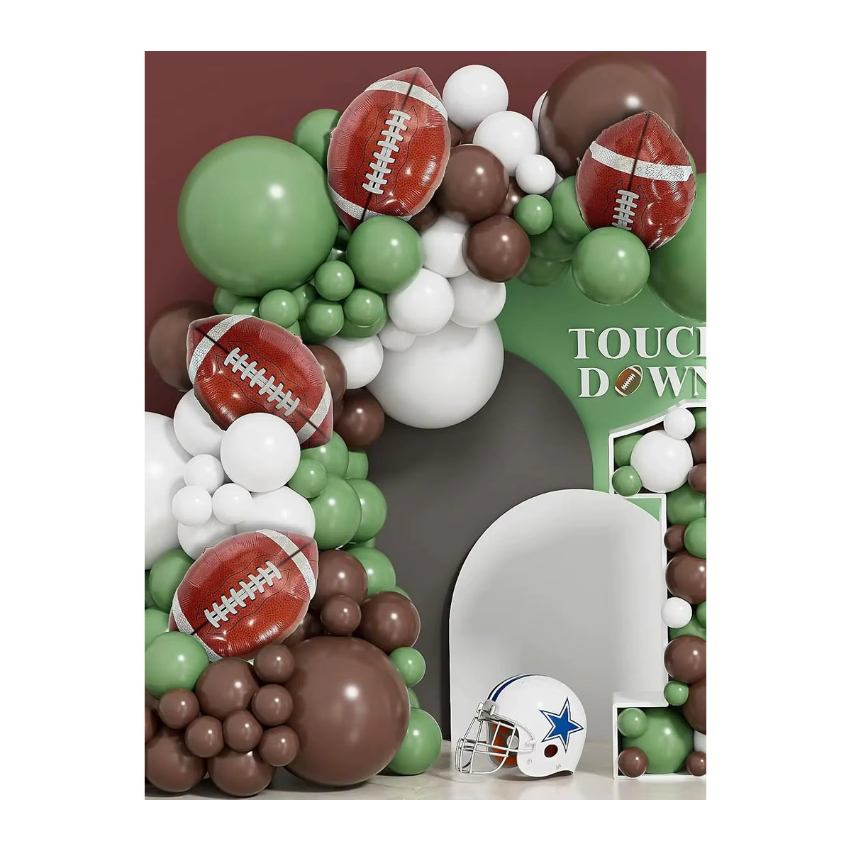 Rugby-Themen-Ballonbogen-Set aus grünem Latex für deine Geburtstags- und Sportparty-Dekoration - Bild 7