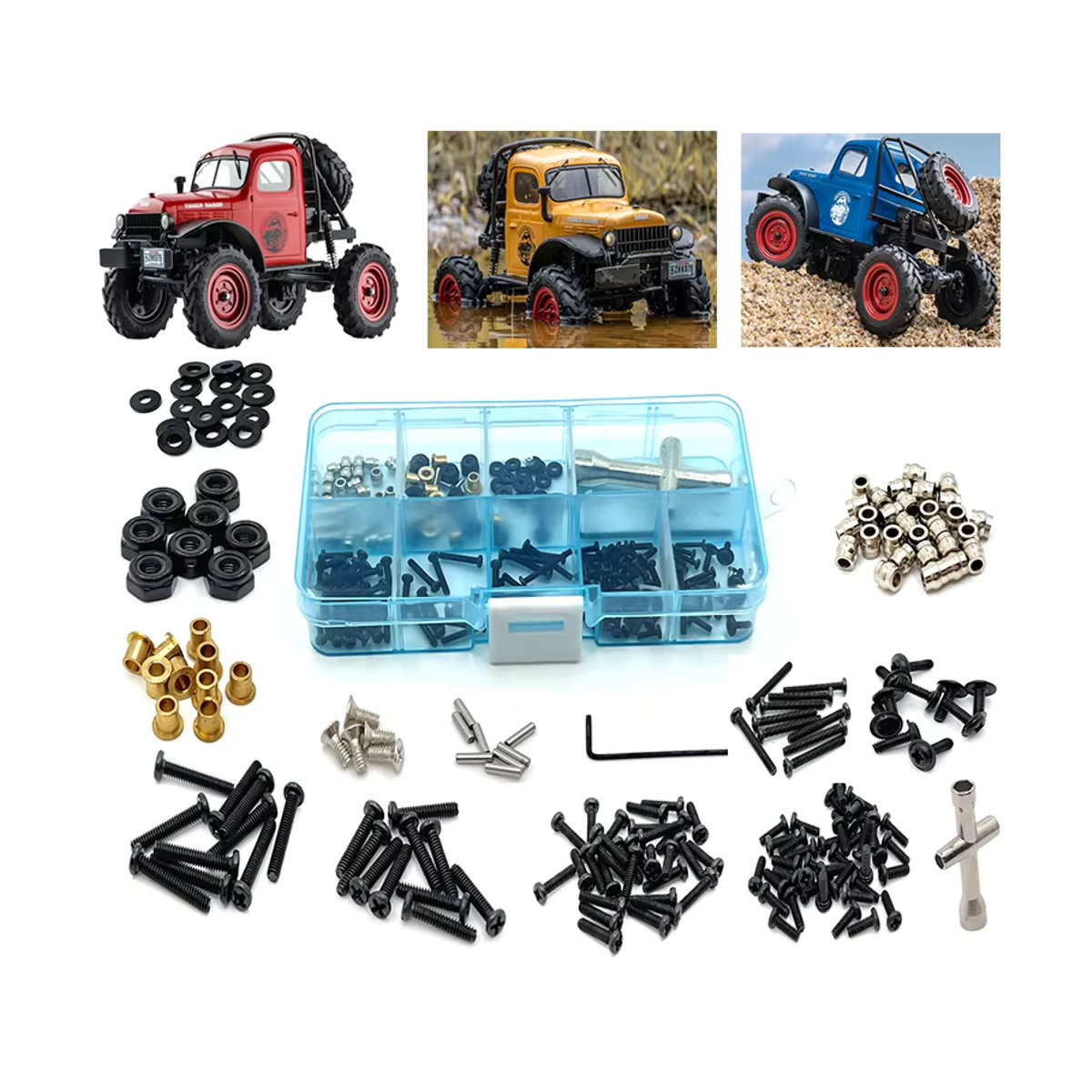 RUICHEN TECHNOLOGY Metall Upgrade Ersatzschrauben für FMS 1/24 XQ FCX24 RC-Autos in Schwarz - Bild 3
