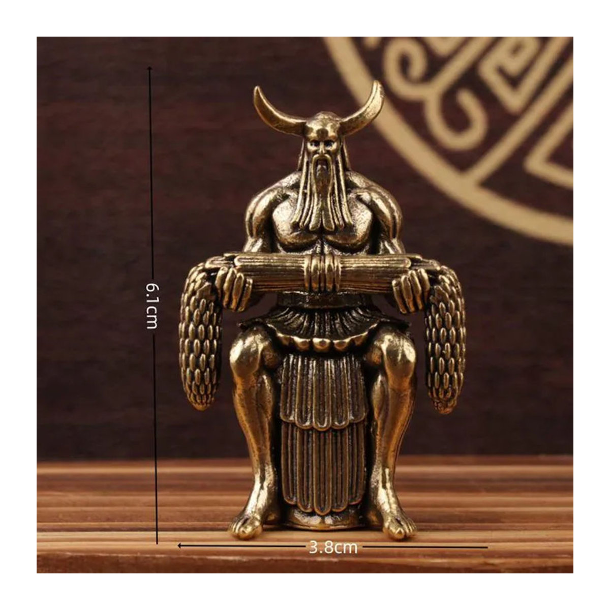 Ruilang Shennong Kaiser Yan Statue Antike Fünf Kaiser Figur Skulptur aus Messing in Gold - Bild 1