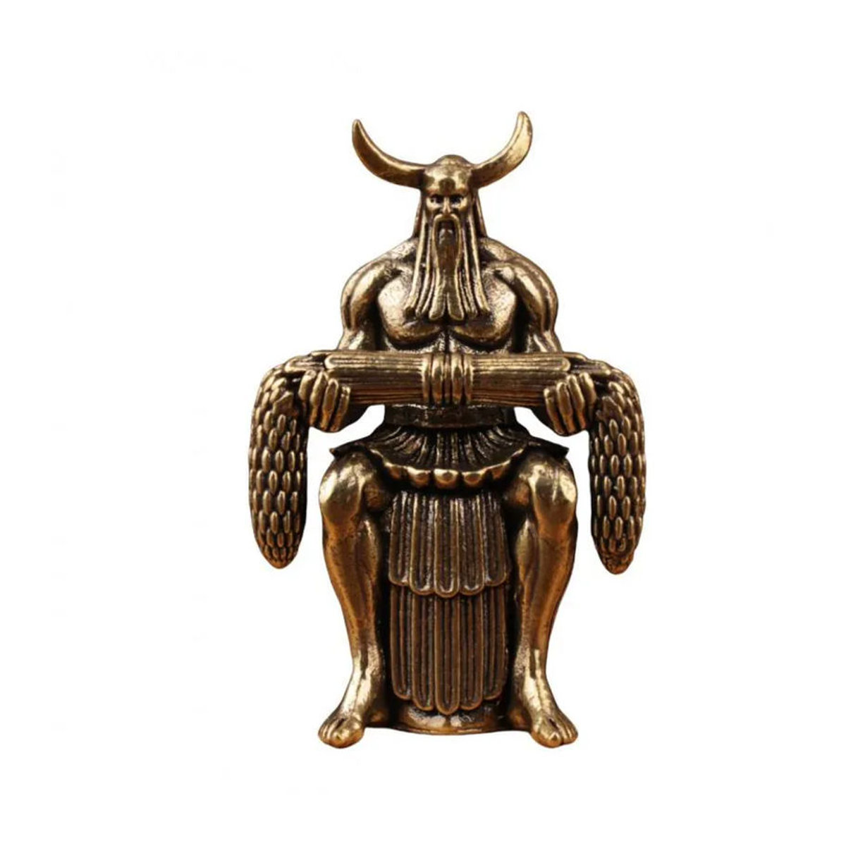 Ruilang Shennong Kaiser Yan Statue Antike Fünf Kaiser Figur Skulptur aus Messing in Gold - Bild 3