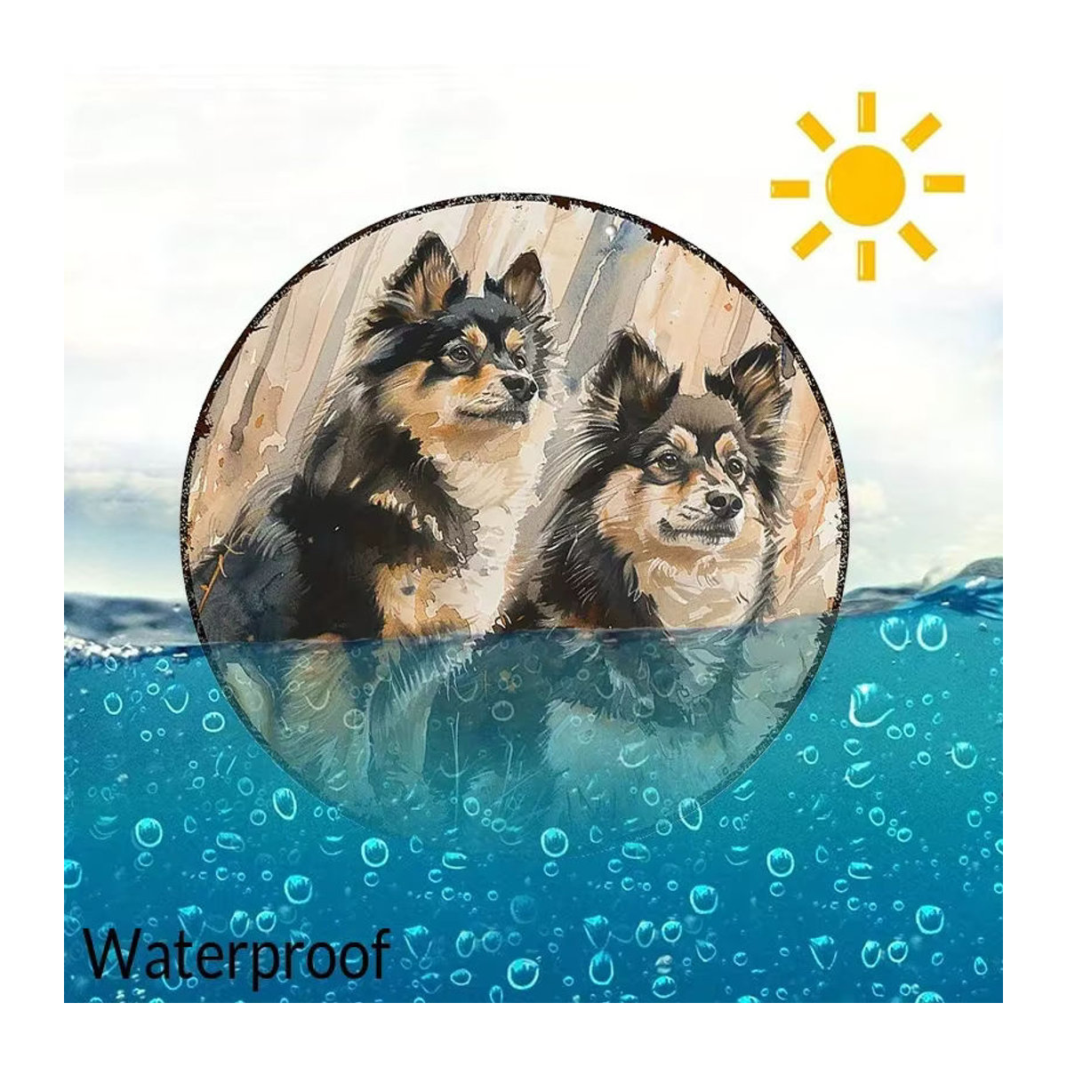 Runde Aluminium-Wandkunst Finnischer Lapphund von Potdemiel, mehrfarbig, Durchmesser: 20,3 cm - Bild 3