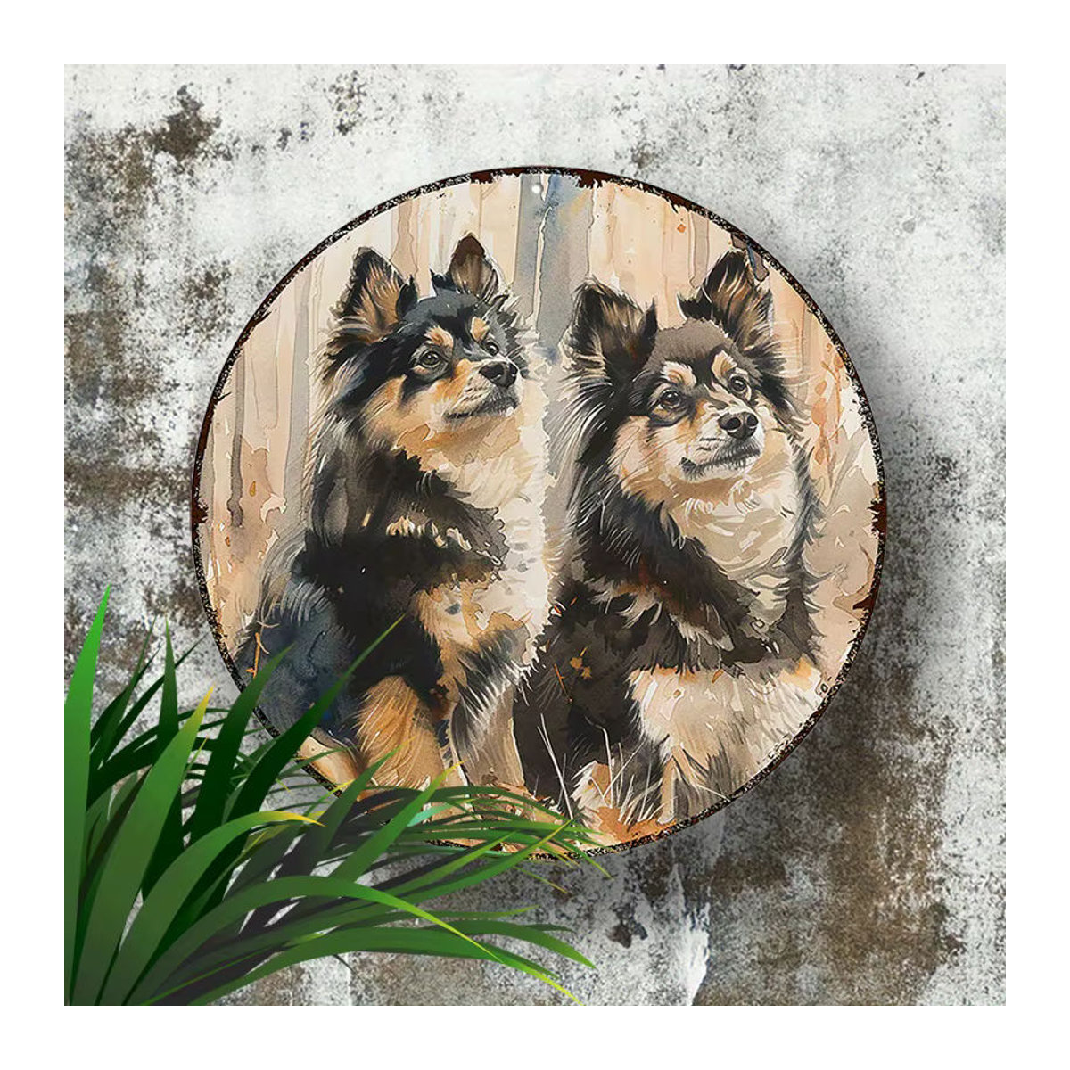 Runde Aluminium-Wandkunst Finnischer Lapphund von Potdemiel, mehrfarbig, Durchmesser: 20,3 cm - Bild 4