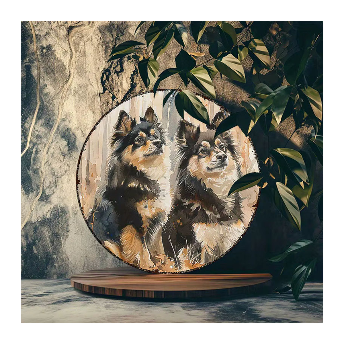 Runde Aluminium-Wandkunst Finnischer Lapphund von Potdemiel, mehrfarbig, Durchmesser: 20,3 cm - Bild 5