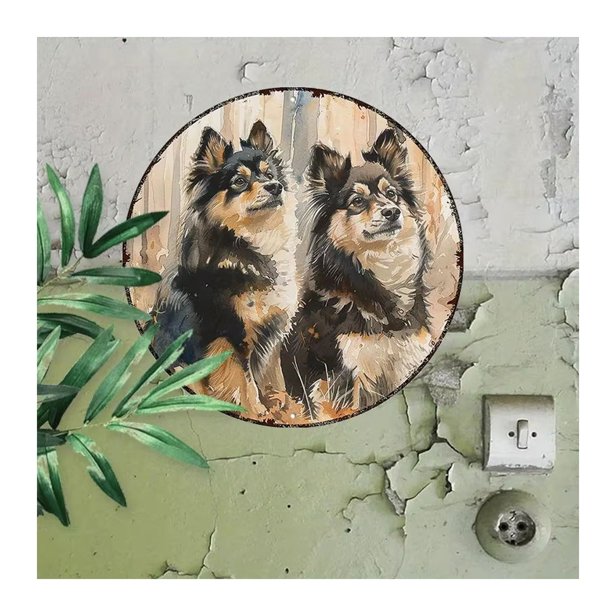 Runde Aluminium-Wandkunst Finnischer Lapphund von Potdemiel, mehrfarbig, Durchmesser: 20,3 cm - Bild 6