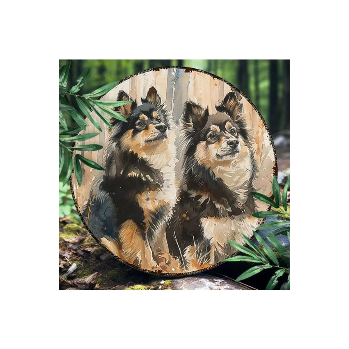 Runde Aluminium-Wandkunst Finnischer Lapphund von Potdemiel, mehrfarbig, Durchmesser: 20,3 cm - Bild 7