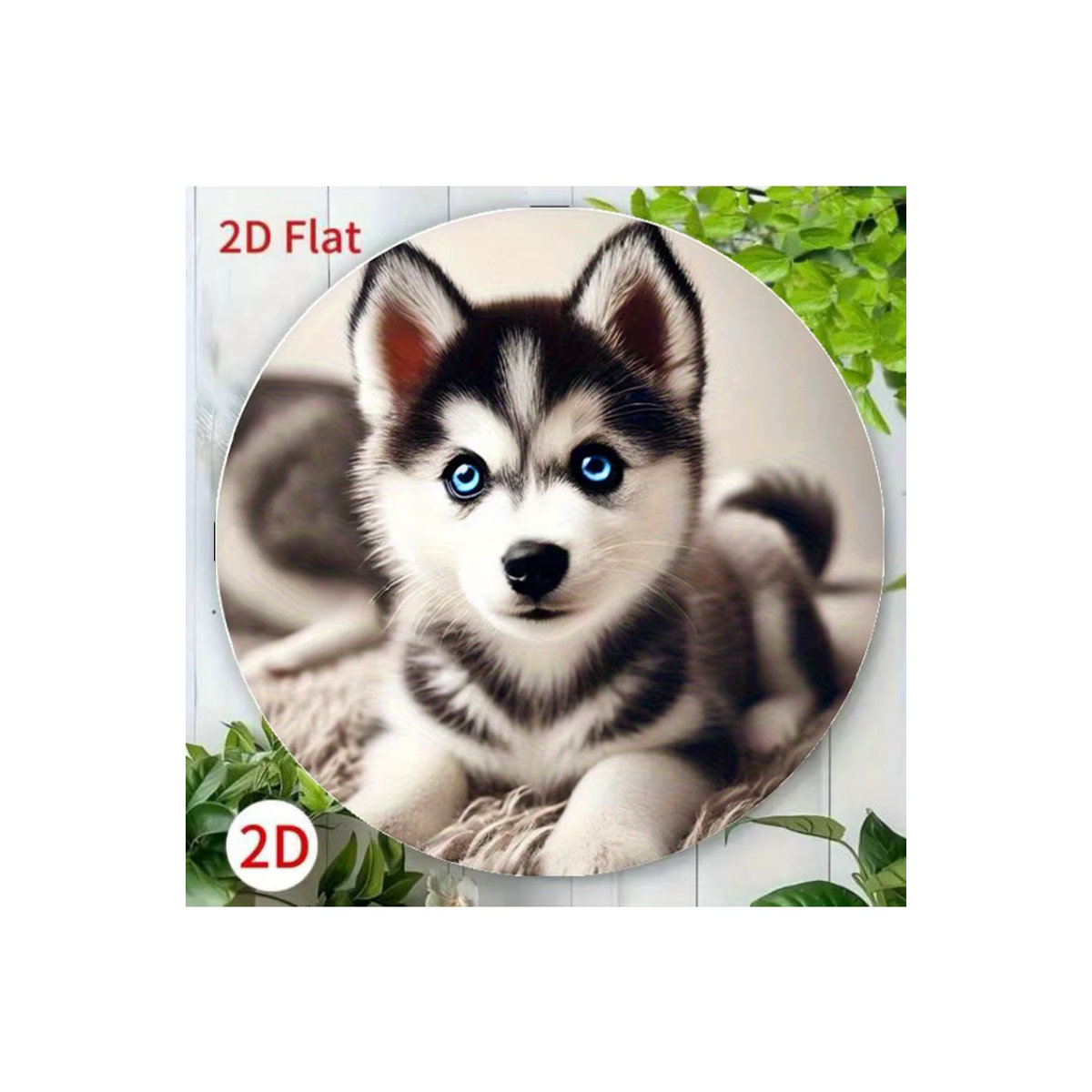 Runde Aluminium-Wandkunst im Vintage-Stil mit Husky-Welpen-Design von Potdemiel, mehrfarbig, Durchmesser: 7,8 cm - Bild 5