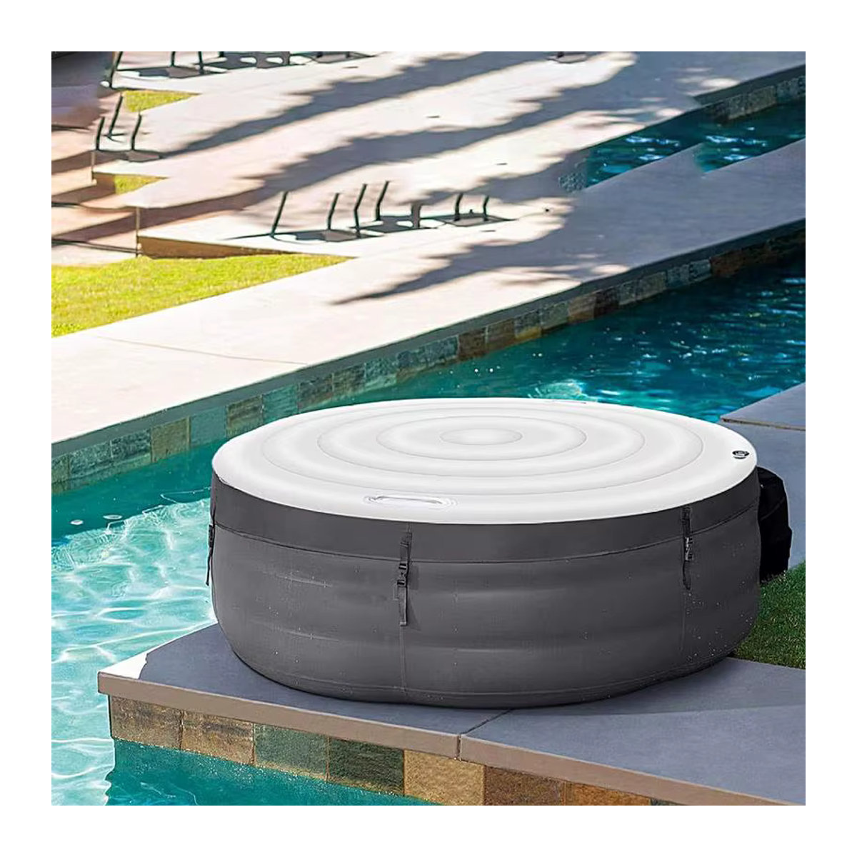 Runde aufblasbare Whirlpool-Abdeckung mit Griff, isolierter und faltbarer Ersatzdeckel für deinen Whirlpool, Durchmesser: 160 cm - Bild 4