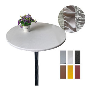 Runde HOLAROOM Tischdecke aus Polyester, wasserdicht und ölbeständig, mit elastischem Rand in Grau oder Weiß