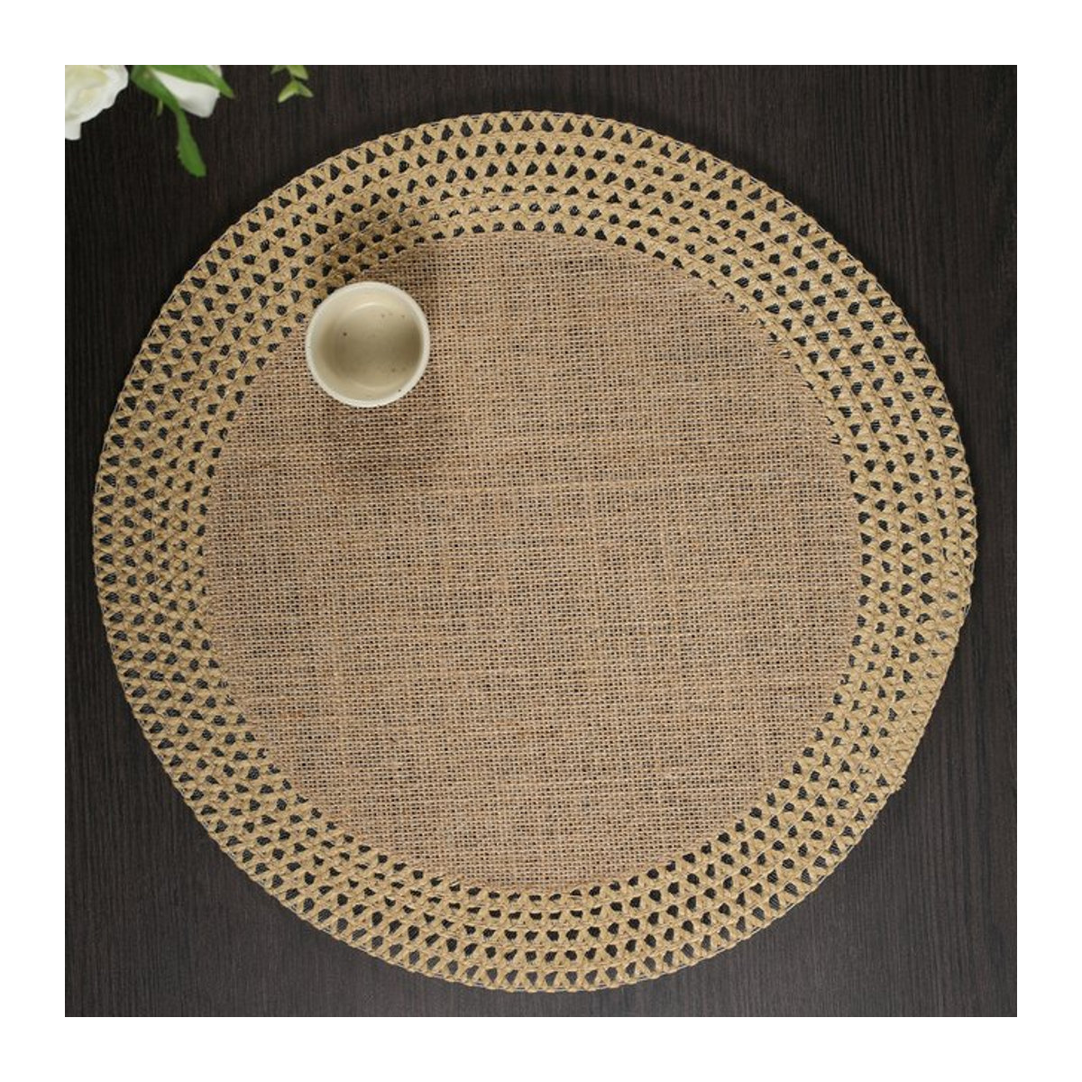 Runde Jute Tischsets mit Hohlkante in Beige für Wärmedämmung und Dekoration - Bild 1