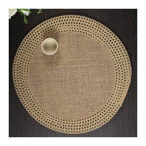 Runde Jute Tischsets mit Hohlkante in Beige für Wärmedämmung und Dekoration
