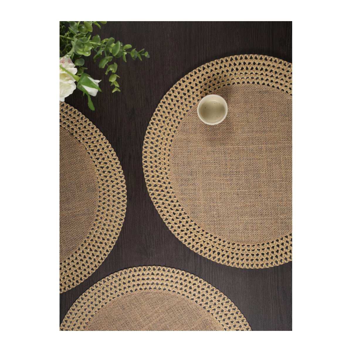 Runde Jute Tischsets mit Hohlkante in Beige für Wärmedämmung und Dekoration - Bild 4