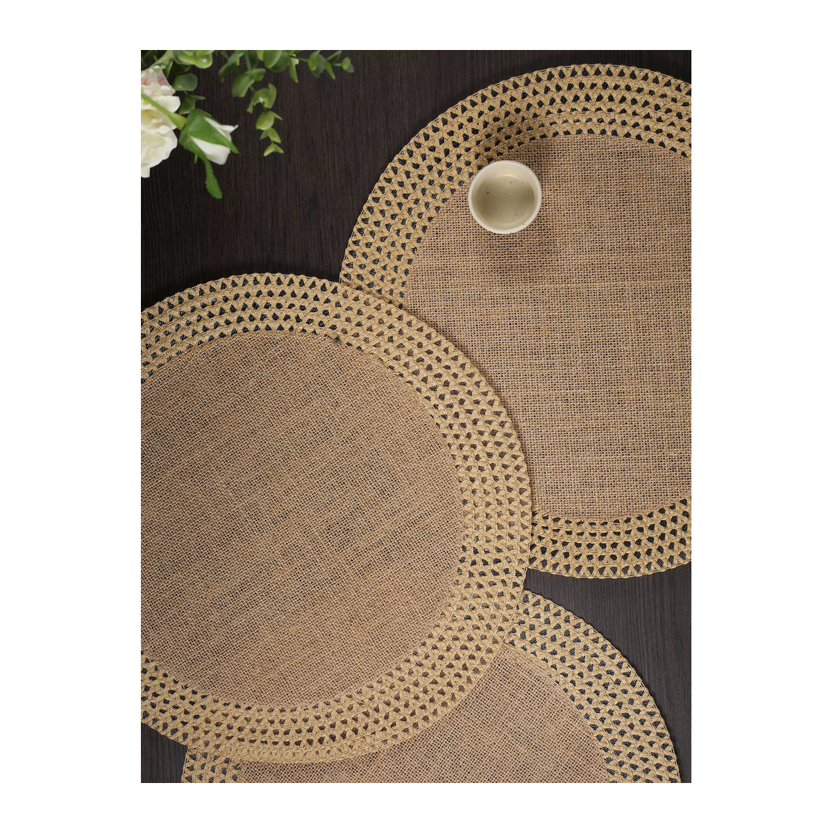 Runde Jute Tischsets mit Hohlkante in Beige für Wärmedämmung und Dekoration - Bild 5