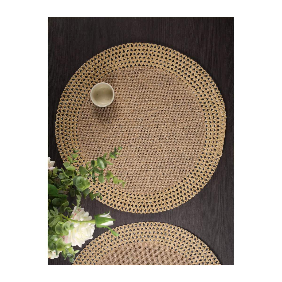 Runde Jute Tischsets mit Hohlkante in Beige für Wärmedämmung und Dekoration - Bild 6