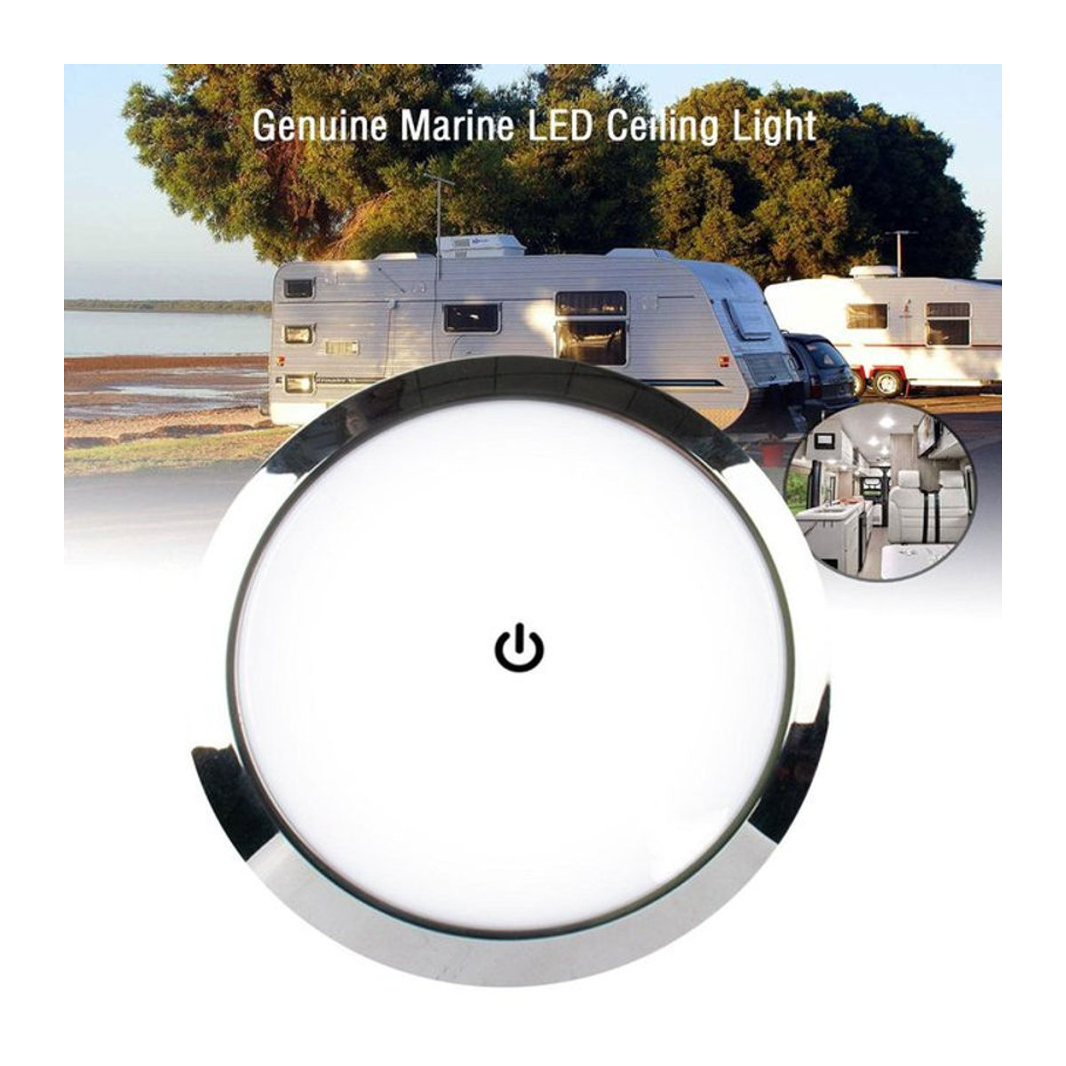 Runde LED Deckenlampe für Camper und Boote mit Schalter, 5W, 12V/24V, Weiß - Bild 1