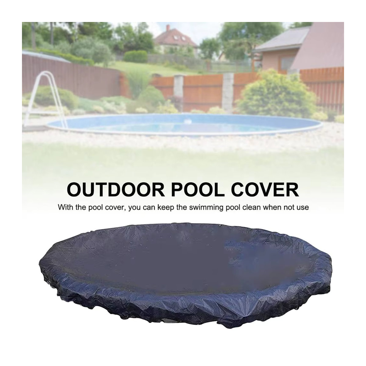 Runde Pool Abdeckung aus 210D Polyester als Schutzhülle gegen Blätter und Staub in Schwarz - Bild 5