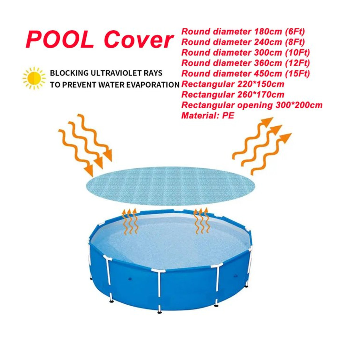 Runde Solar-Poolabdeckung mit Blasenisolierung und UV-Schutz in Blau - Bild 1