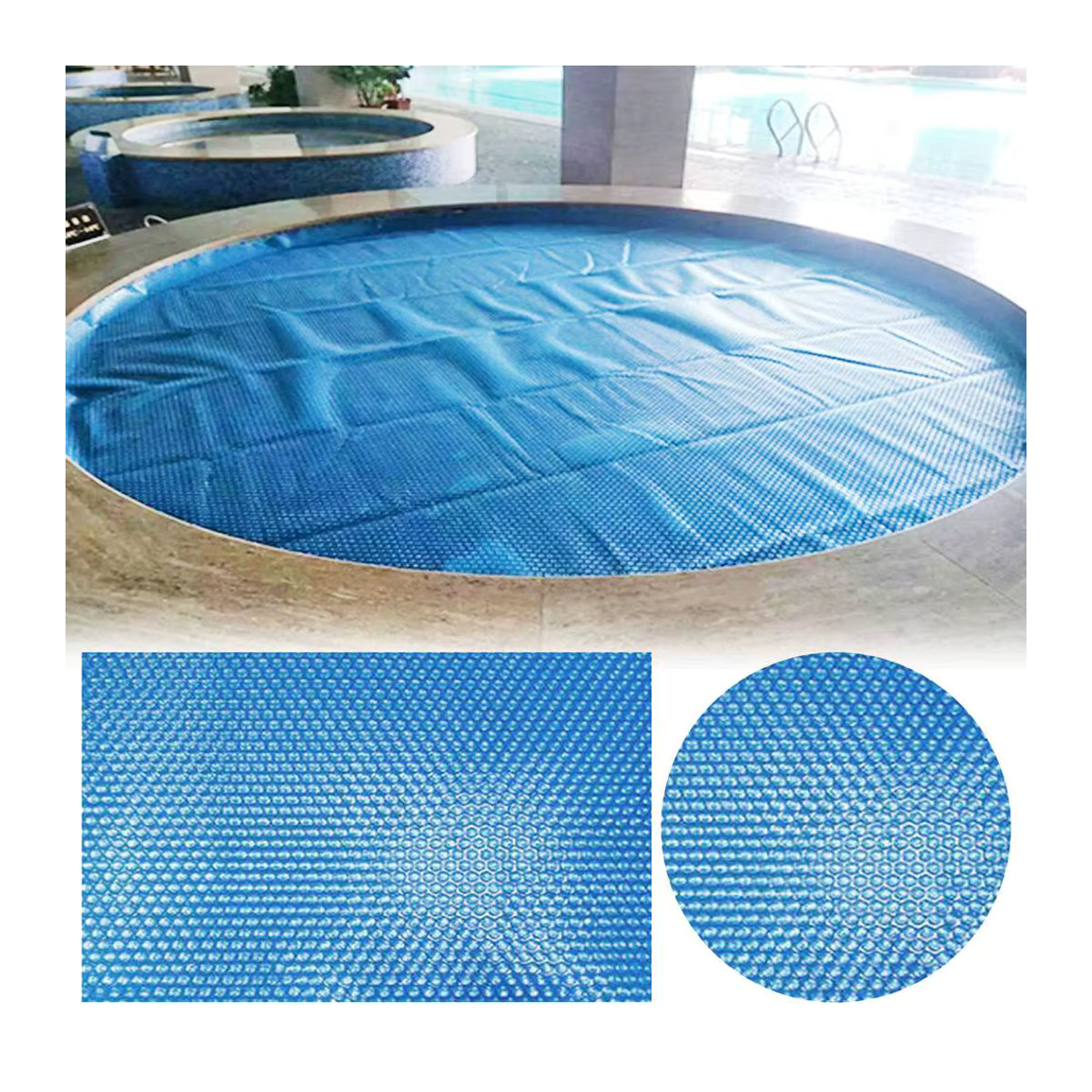 Runde Solar-Poolabdeckung mit Blasenisolierung und UV-Schutz in Blau - Bild 4