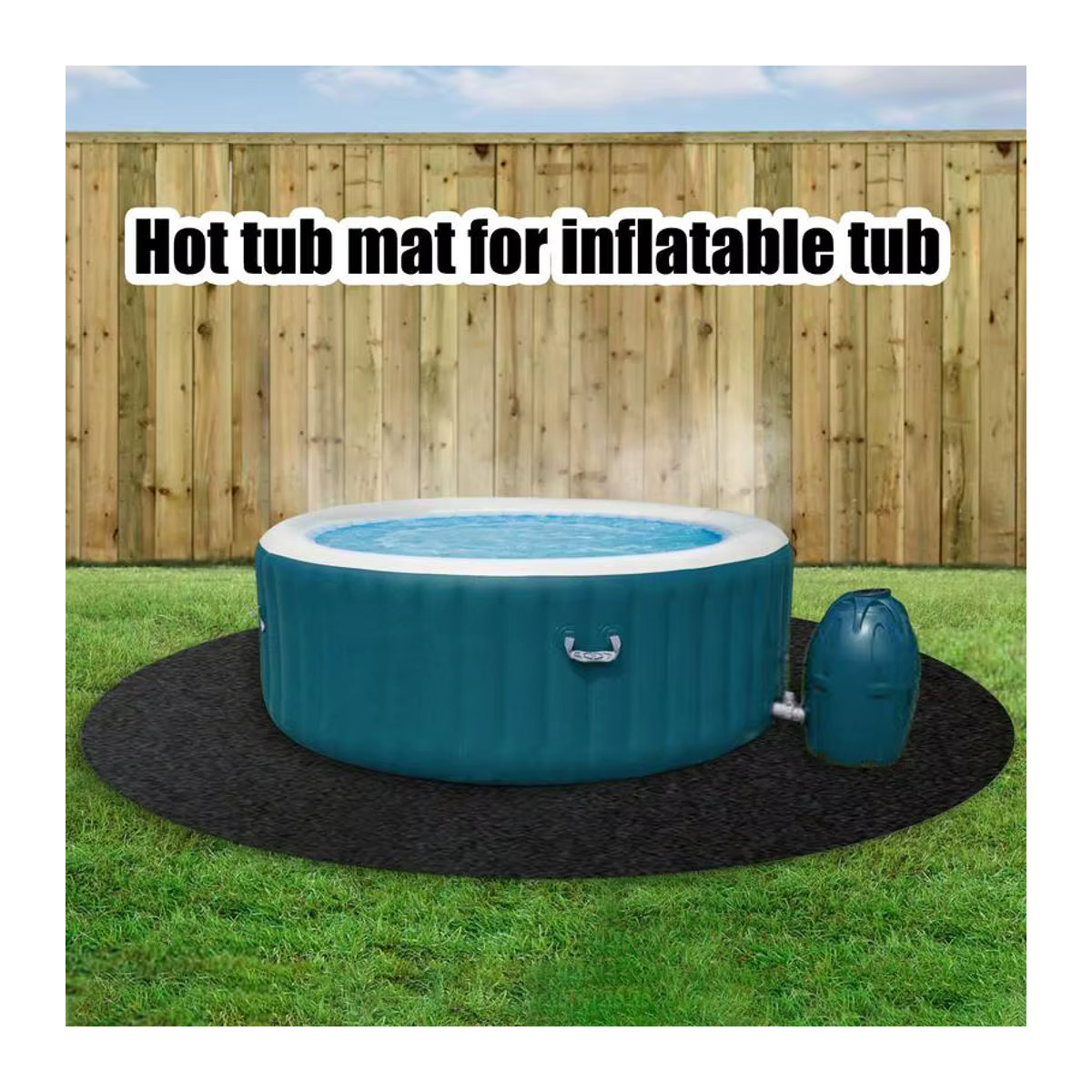 Runde Whirlpool-Bodenbasis für tragbare Spas, schwarz, 145 Zoll, wasserdicht und rutschfest Bodenschutzmatte aus Textil - Bild 2