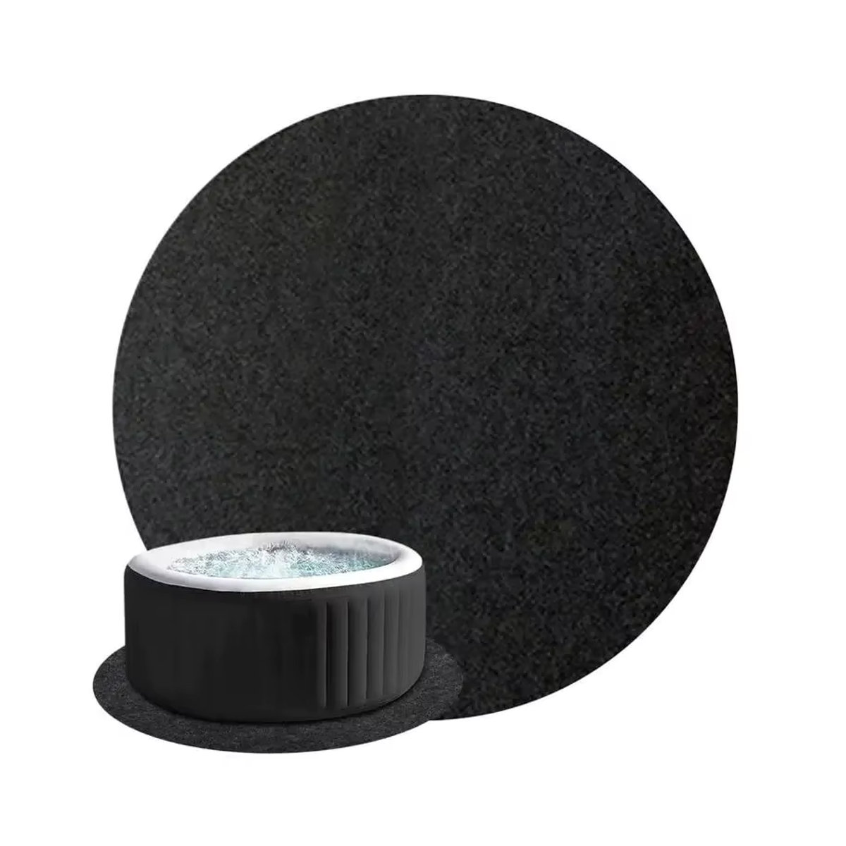 Runde Whirlpool-Bodenbasis für tragbare Spas, schwarz, 145 Zoll, wasserdicht und rutschfest Bodenschutzmatte aus Textil - Bild 7
