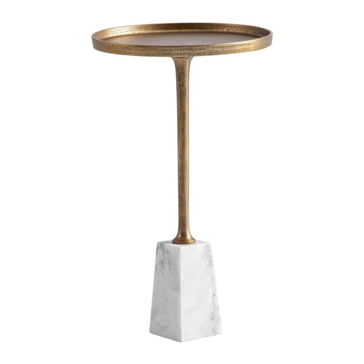 Runder Beistelltisch von Wohnling in Gold und Weiß mit Marmor-Optik, B/T/H: 34 x 34 x 58 cm - Bild 1