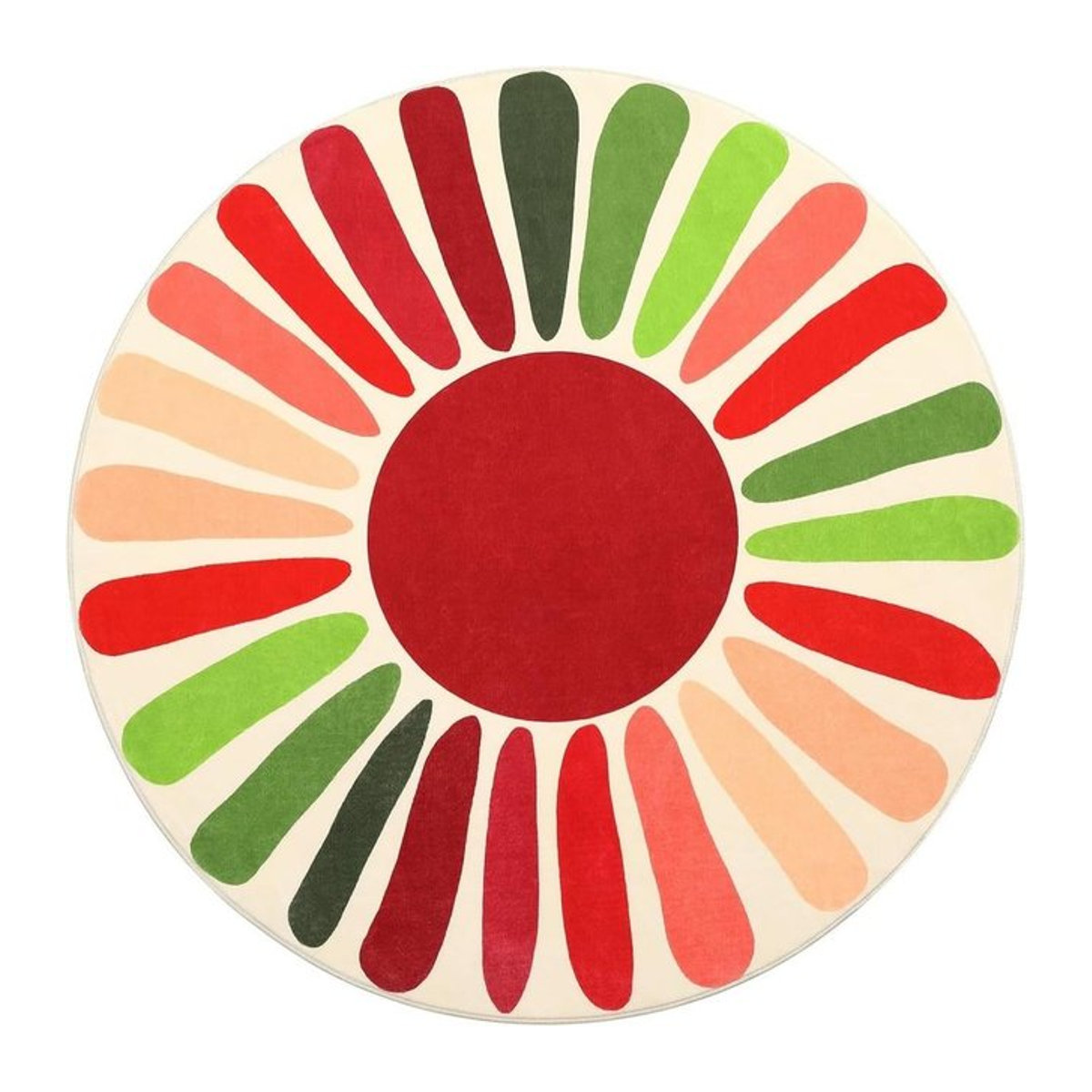 Runder Boho-Teppich von Binchi Furniture mit Regenbogen-Sonnen-Druck, waschbar und rutschfest, mehrfarbig, Durchmesser: 160 cm - Bild 1