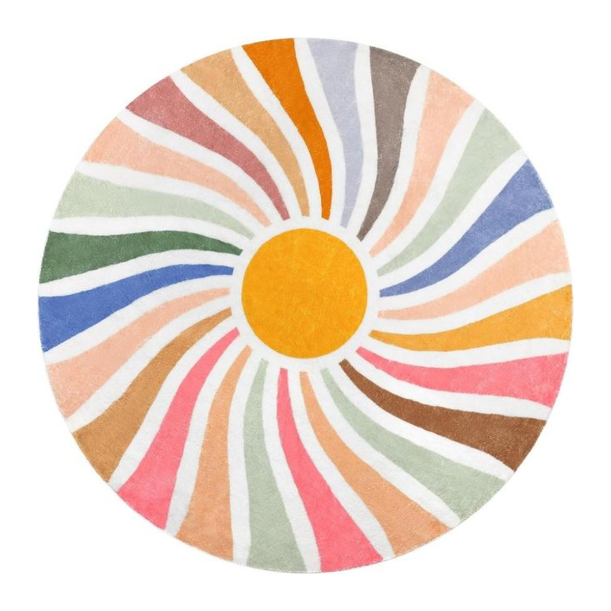 Runder Boho-Teppich von Binchi Furniture mit Regenbogen-Sonnen-Druck, waschbar und rutschfest, mehrfarbig, Durchmesser: 40 cm - Bild 1