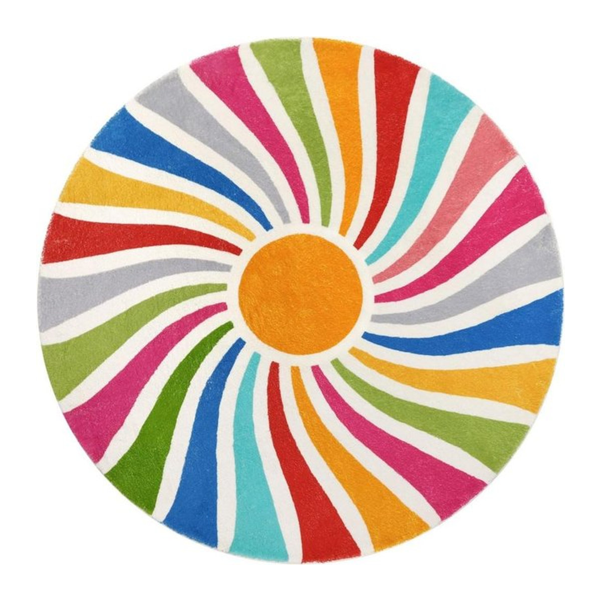 Runder Boho-Teppich von Binchi Furniture mit Regenbogen-Sonnen-Druck, waschbar und rutschfest, mehrfarbig, Durchmesser: 40 cm - Bild 1