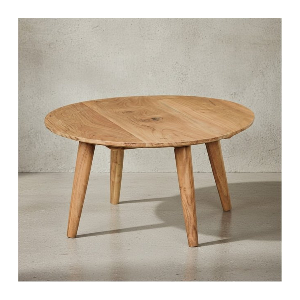 Runder Couchtisch aus Massivholz Akazie von KADIMA DESIGN in Braun, Durchmesser: 75 cm, Skandinavisches Design - Bild 1