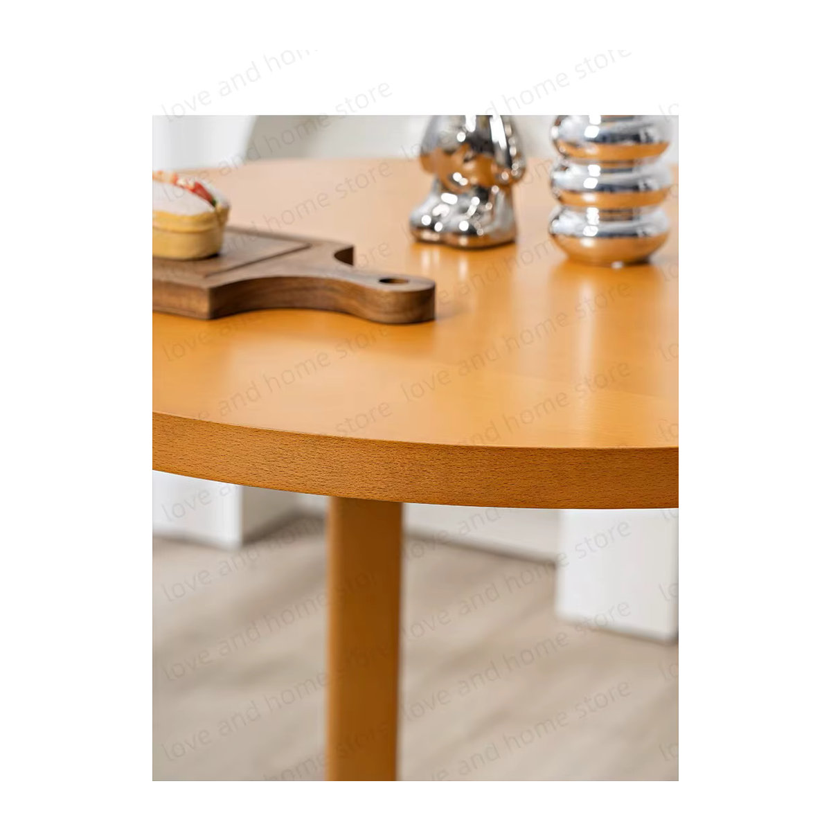 Runder Esstisch Nordic Rey Home aus massivem Buchenholz mit Aluminiumanschluss in Schwarz - Bild 2