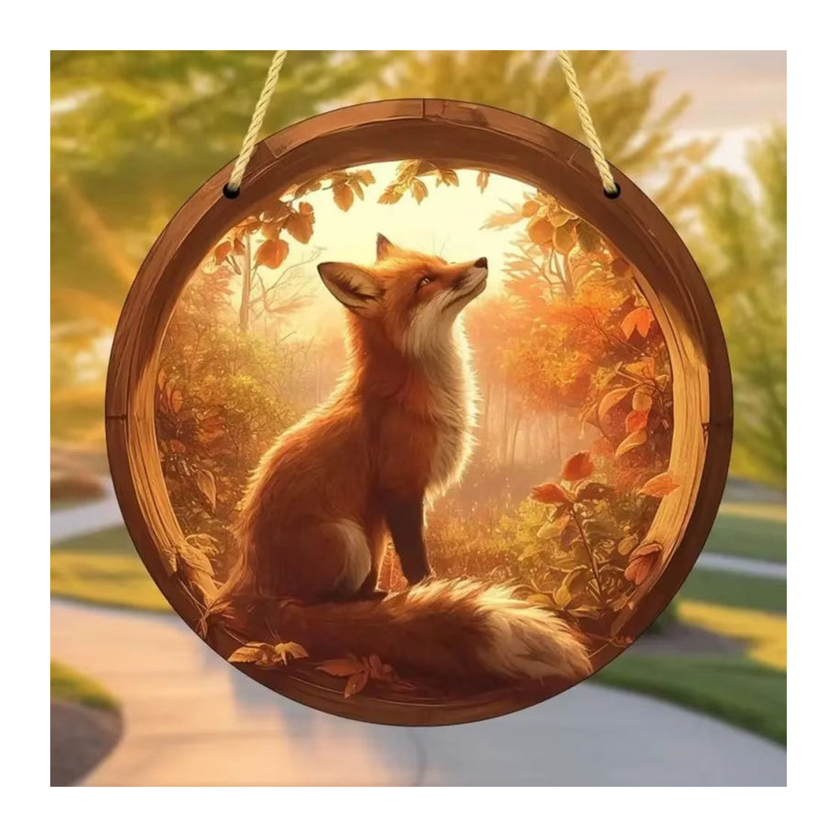 Runder Fuchs-Lichtfänger aus Acryl in Mehrfarbig zum Aufhängen als Fensterdekoration - Bild 3