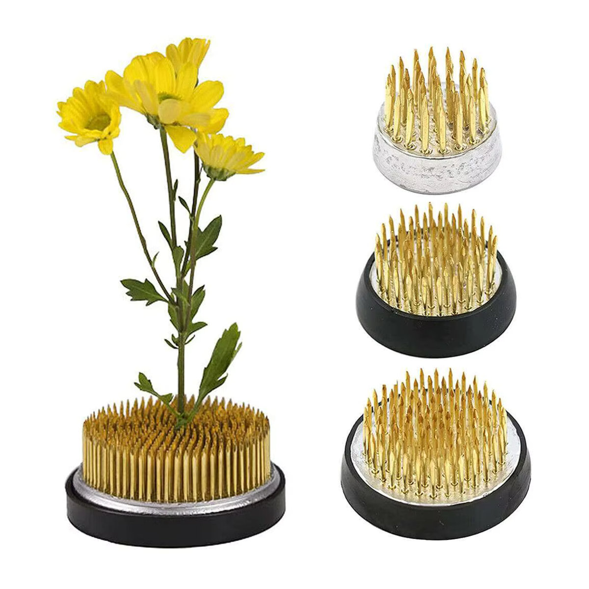 Runder Ikebana-Blumenfrosch aus Metall in - Bild 3