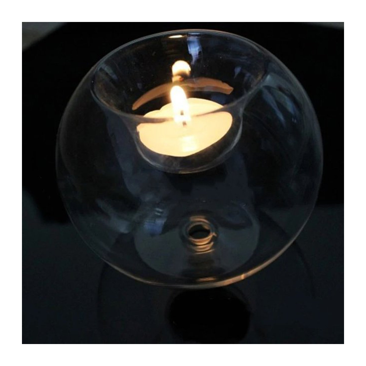 Runder Kerzenhalter aus transparentem Glas für Teelichter im minimalistischen Design - Bild 1