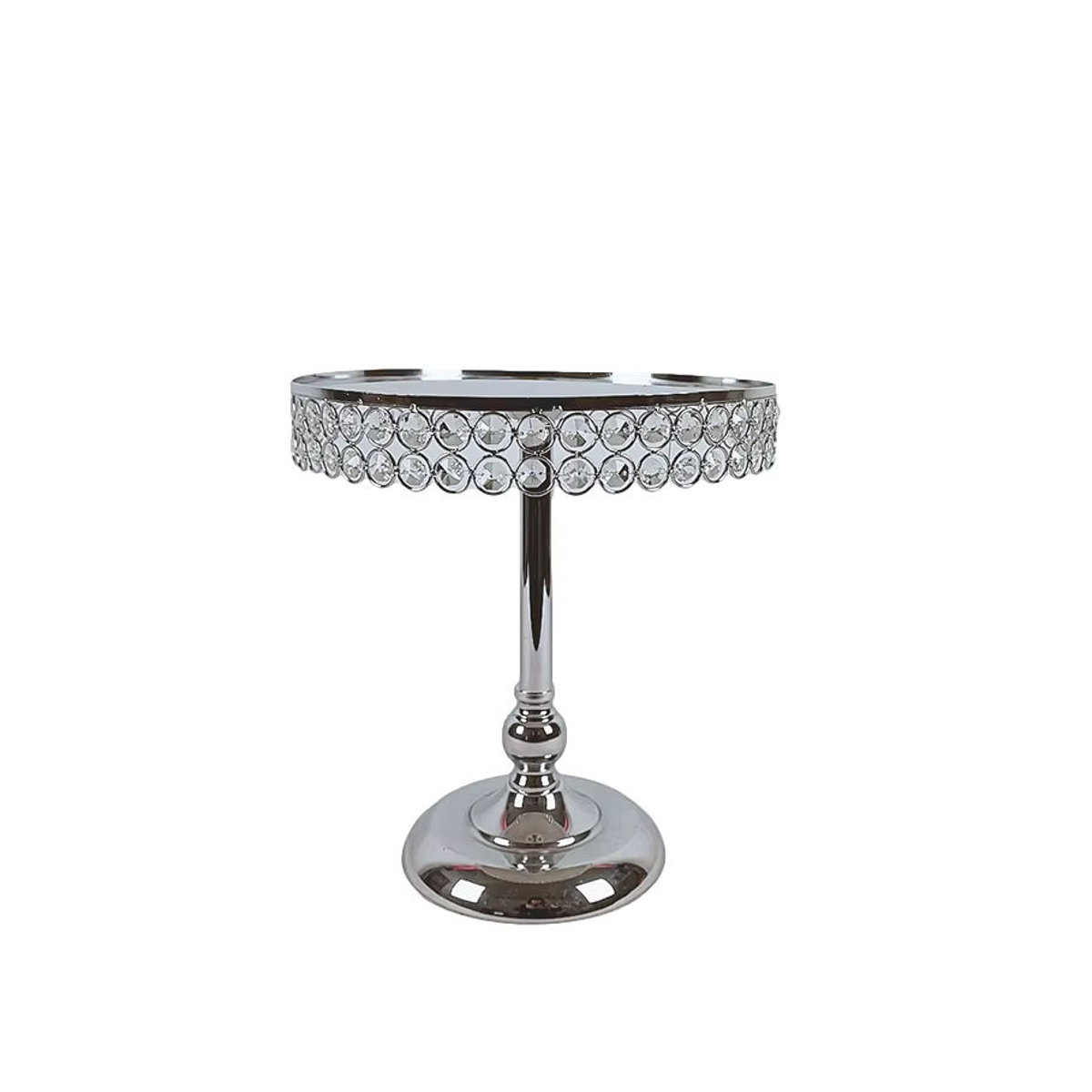 Runder Kuchenständer aus Metall von MYPOAYHODO in Silber mit Kristall-Design - Bild 3