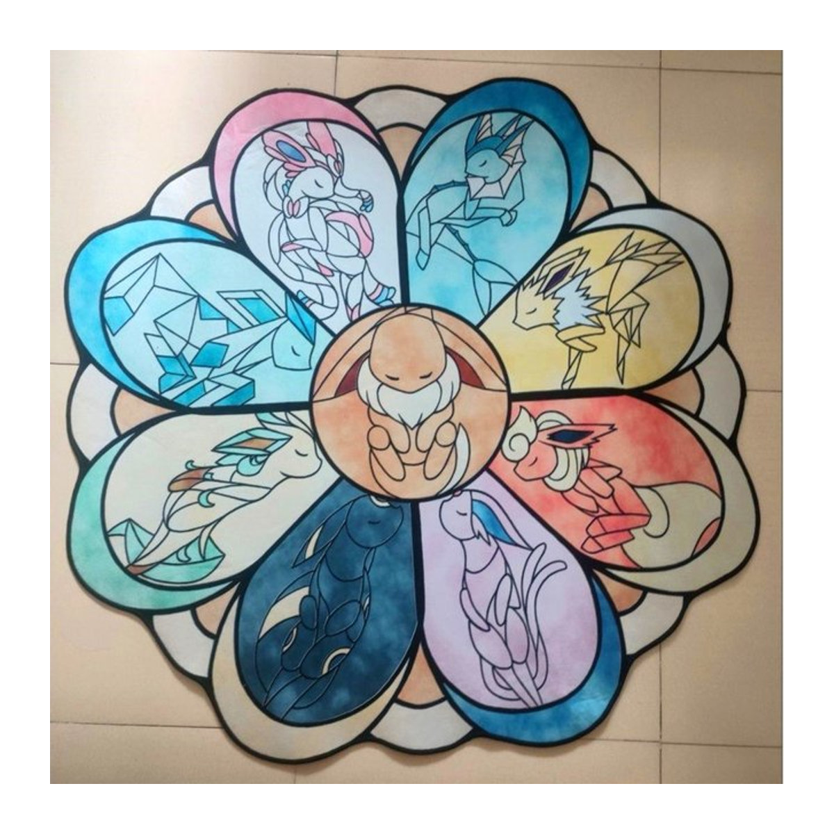 Runder Pokemon Teppich mit Pikachu, Eevee, Sylveon, Lucario und Mewtwo in Mehrfarbig von Potdemiel - Bild 1