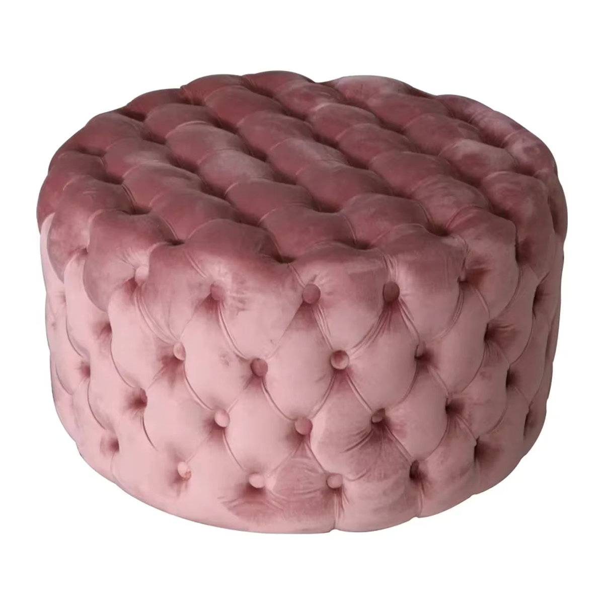 Runder Polsterhocker aus Samt im Nordic-Vintage-Stil, Ottomane für Wohnzimmer und Schlafzimmer, Durchmesser: 60 cm - Bild 3